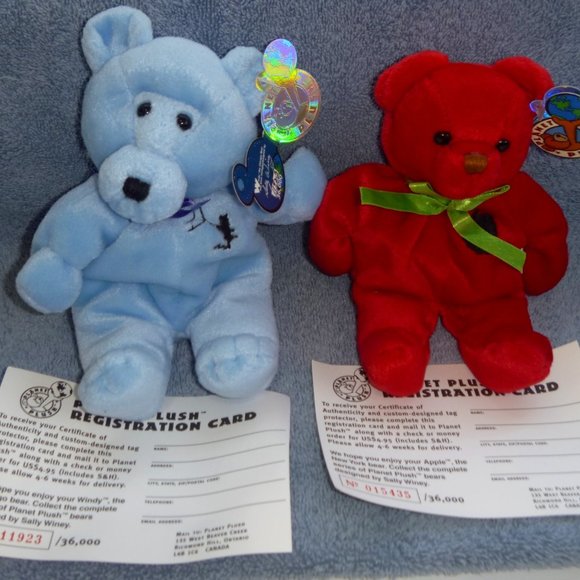 2 Planet Plush collectible plush bears (original releases) - Picture 1 of 8